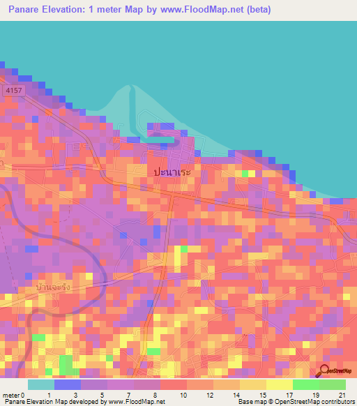 Panare,Thailand Elevation Map