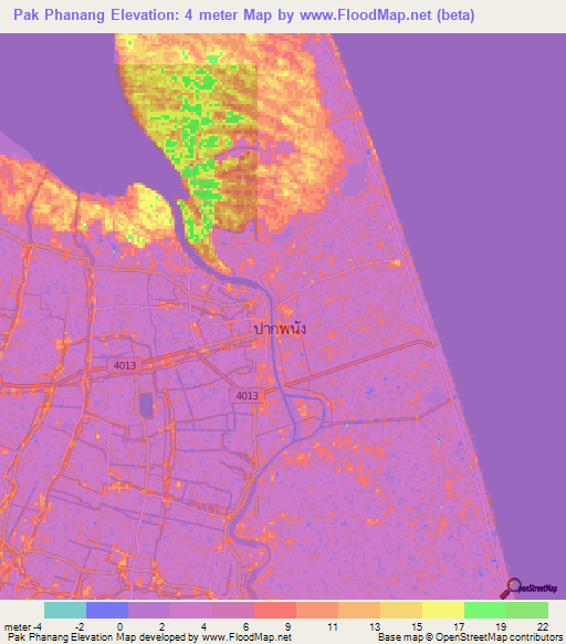 Pak Phanang,Thailand Elevation Map