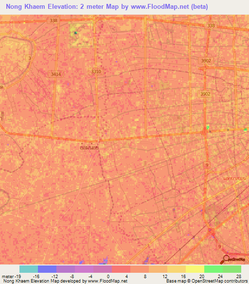 Nong Khaem,Thailand Elevation Map
