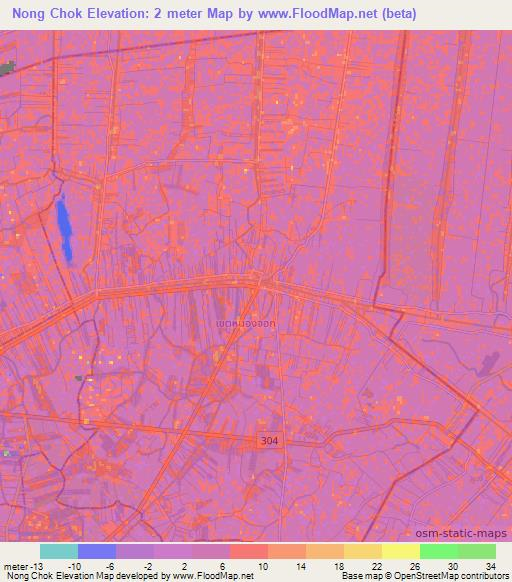 Nong Chok,Thailand Elevation Map
