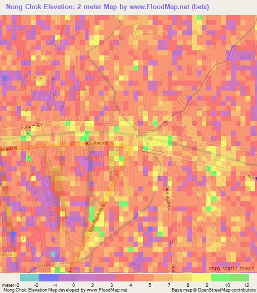Nong Chok,Thailand Elevation Map