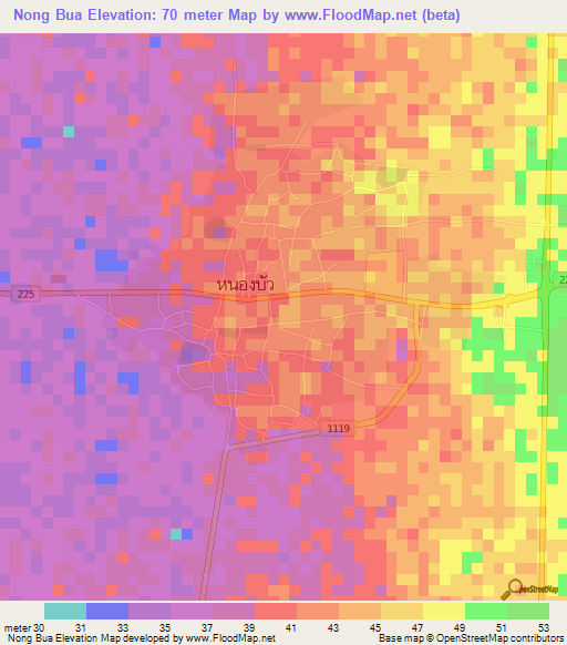Nong Bua,Thailand Elevation Map