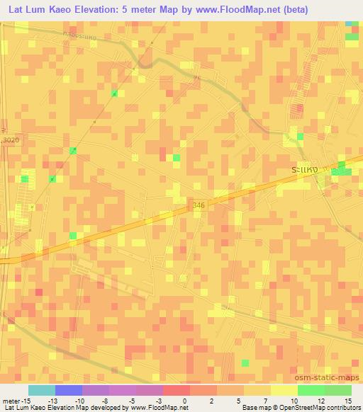 Lat Lum Kaeo,Thailand Elevation Map