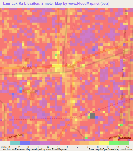 Lam Luk Ka,Thailand Elevation Map
