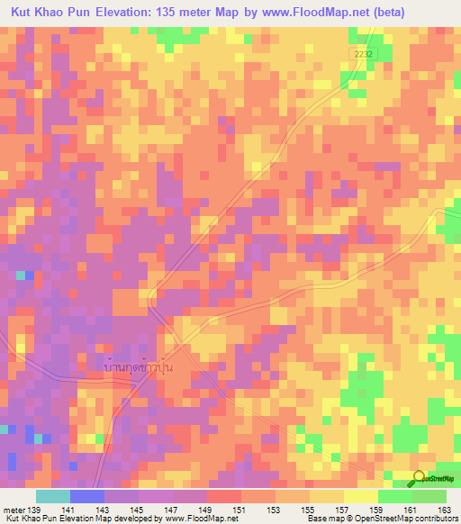 Kut Khao Pun,Thailand Elevation Map