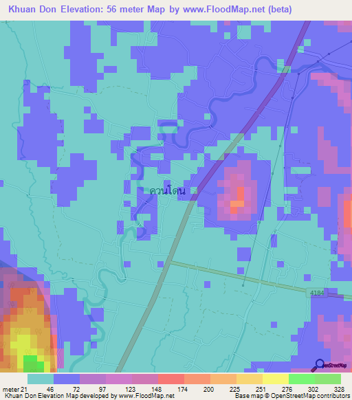 Khuan Don,Thailand Elevation Map