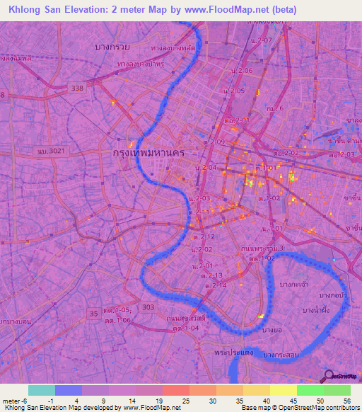 Khlong San,Thailand Elevation Map