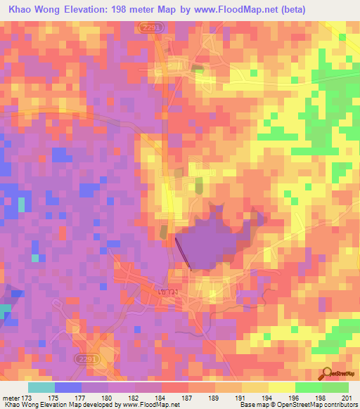 Khao Wong,Thailand Elevation Map
