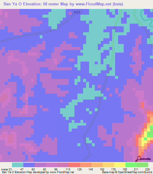 Ban Ya O,Thailand Elevation Map