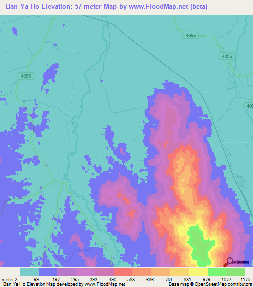 Ban Ya Ho,Thailand Elevation Map