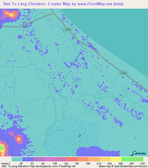 Ban To Lang,Thailand Elevation Map