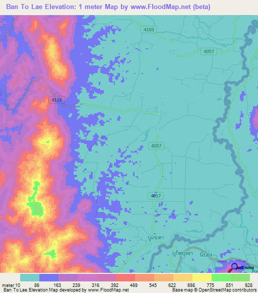 Ban To Lae,Thailand Elevation Map