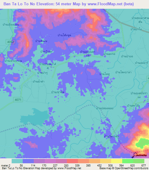 Ban Ta Lo To No,Thailand Elevation Map