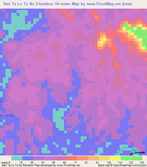 Ban Ta Lo To No,Thailand Elevation Map