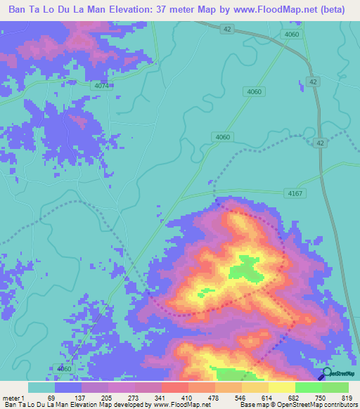 Ban Ta Lo Du La Man,Thailand Elevation Map