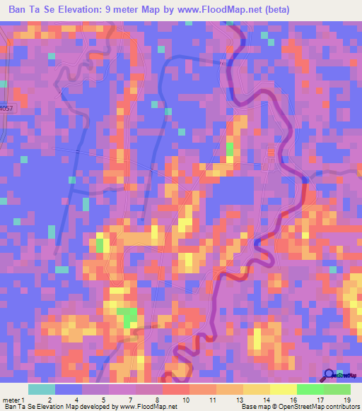 Ban Ta Se,Thailand Elevation Map