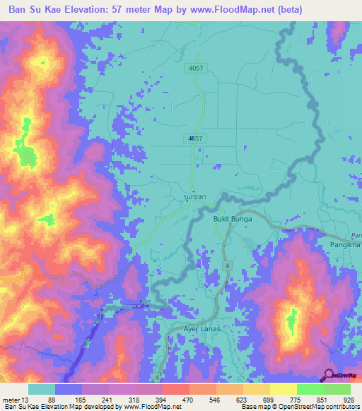 Ban Su Kae,Thailand Elevation Map