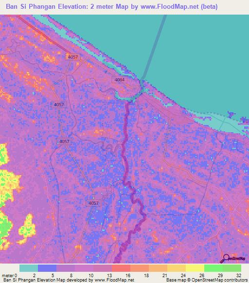 Ban Si Phangan,Thailand Elevation Map