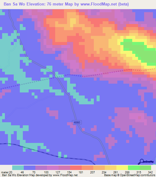 Ban Sa Wo,Thailand Elevation Map
