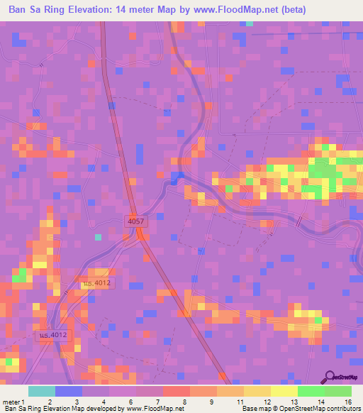 Ban Sa Ring,Thailand Elevation Map