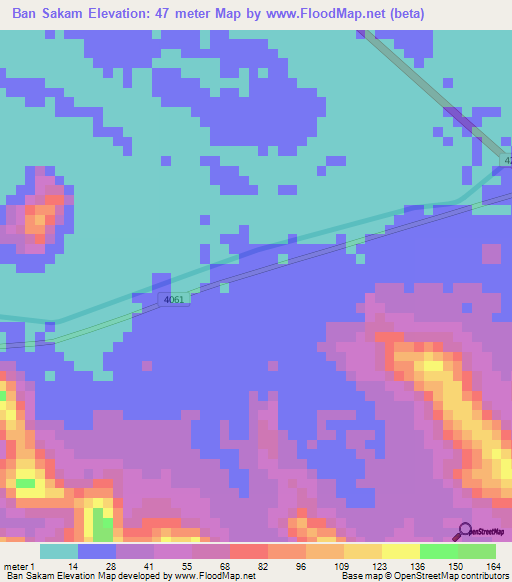 Ban Sakam,Thailand Elevation Map