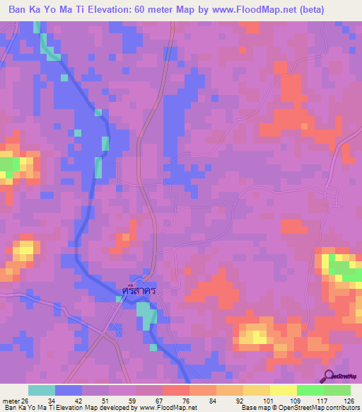 Ban Ka Yo Ma Ti,Thailand Elevation Map