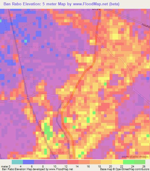 Ban Rabo,Thailand Elevation Map