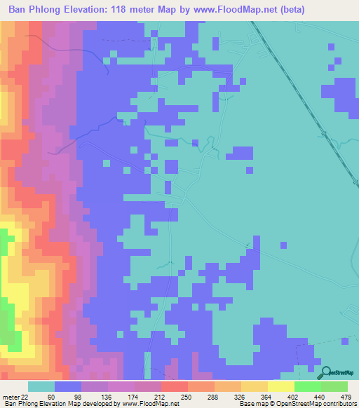 Ban Phlong,Thailand Elevation Map