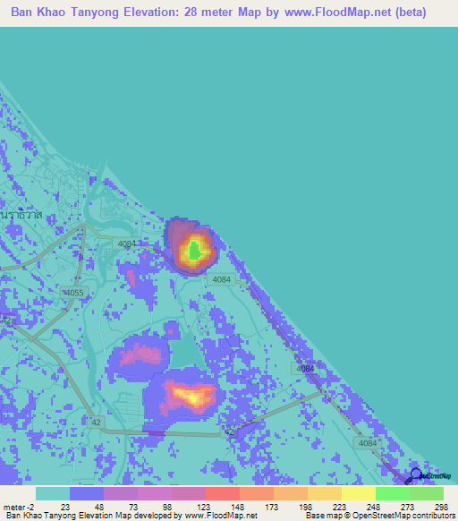 Ban Khao Tanyong,Thailand Elevation Map