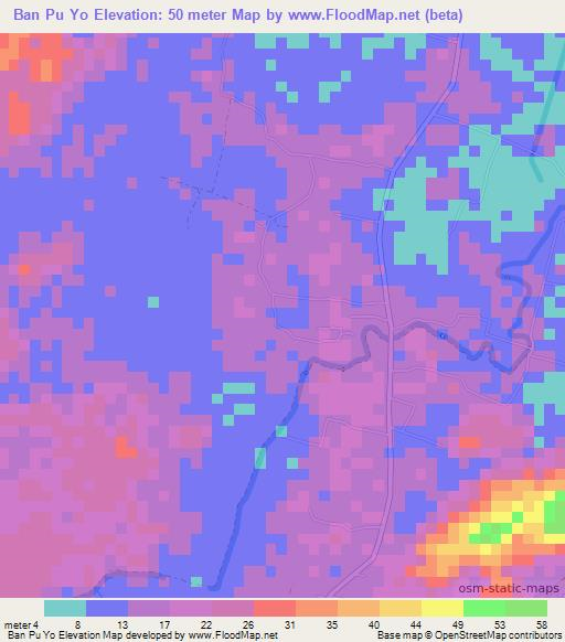 Ban Pu Yo,Thailand Elevation Map