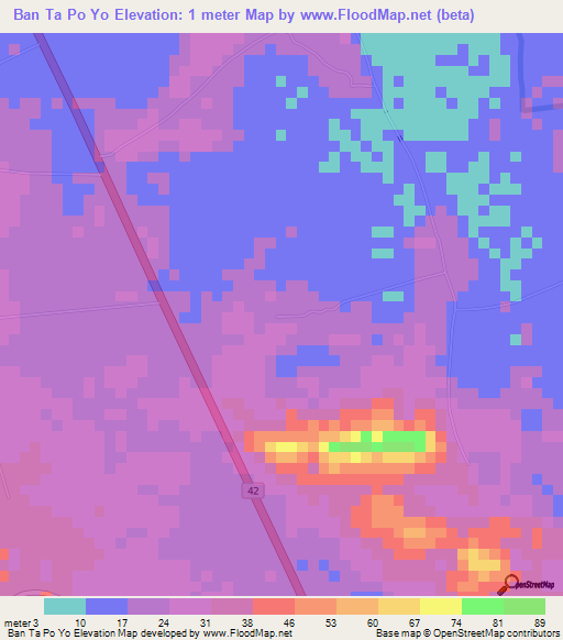 Ban Ta Po Yo,Thailand Elevation Map