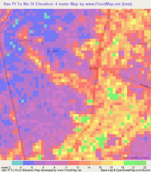 Ban Pi Tu Mu Di,Thailand Elevation Map