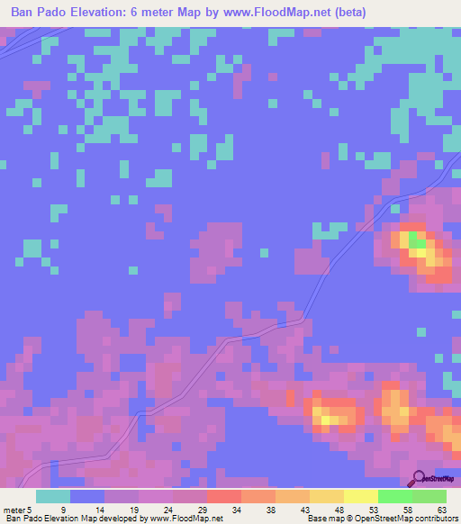 Ban Pado,Thailand Elevation Map