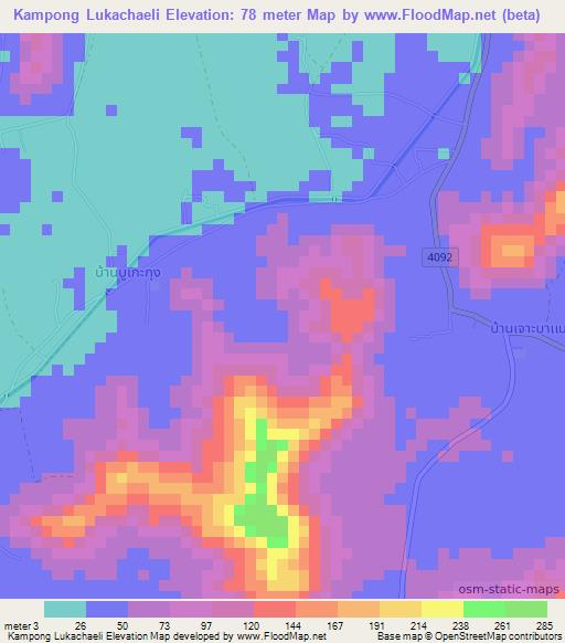 Kampong Lukachaeli,Thailand Elevation Map