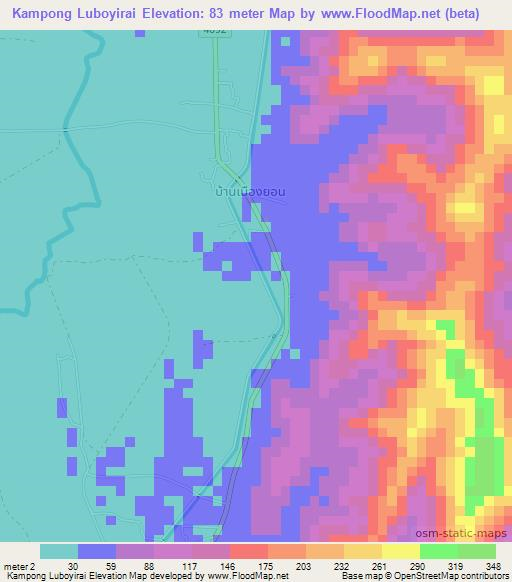 Kampong Luboyirai,Thailand Elevation Map