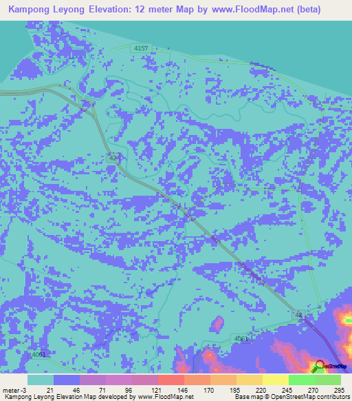 Kampong Leyong,Thailand Elevation Map