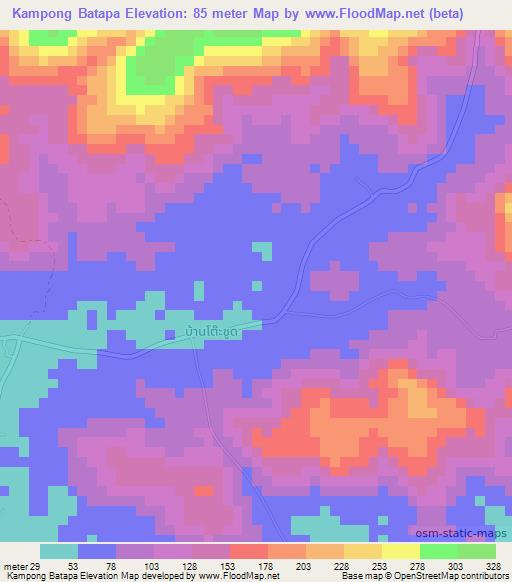 Kampong Batapa,Thailand Elevation Map