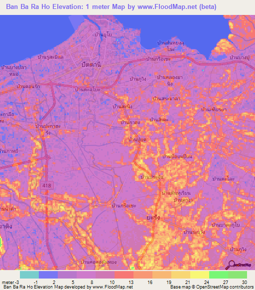 Ban Ba Ra Ho,Thailand Elevation Map