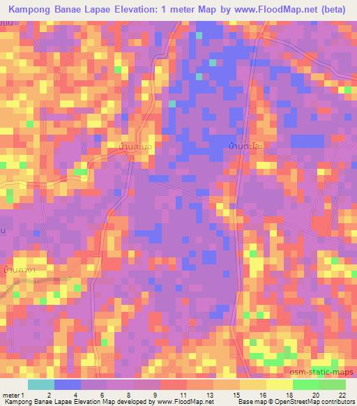 Kampong Banae Lapae,Thailand Elevation Map
