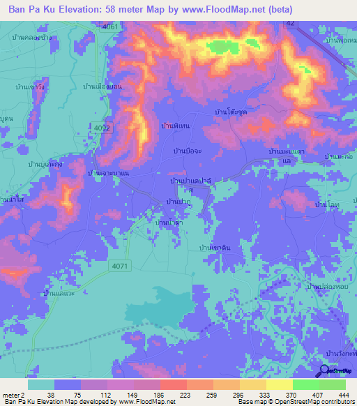 Ban Pa Ku,Thailand Elevation Map