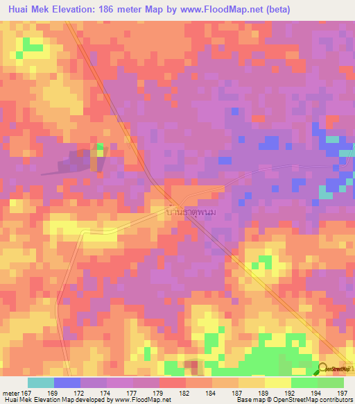 Huai Mek,Thailand Elevation Map