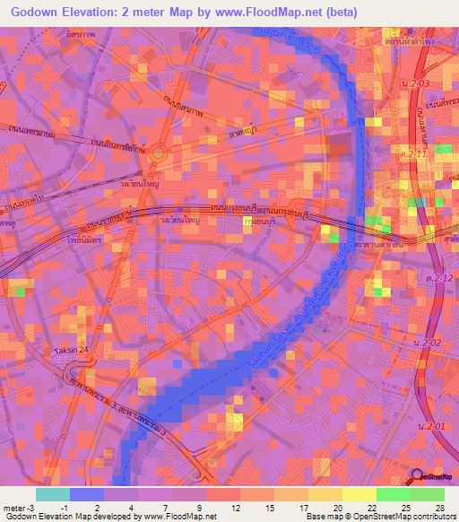 Godown,Thailand Elevation Map