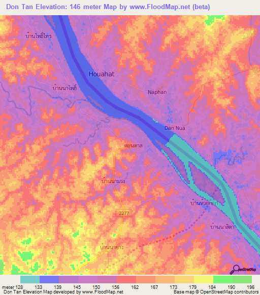 Don Tan,Thailand Elevation Map