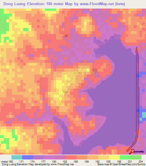 Dong Luang,Thailand Elevation Map
