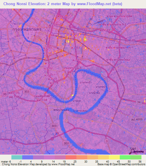 Chong Nonsi,Thailand Elevation Map