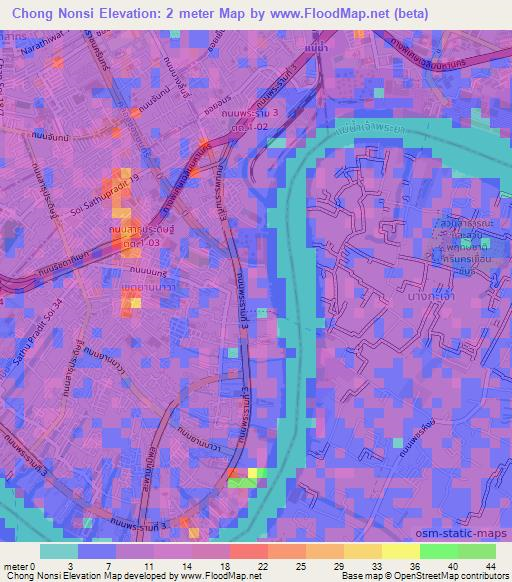 Chong Nonsi,Thailand Elevation Map