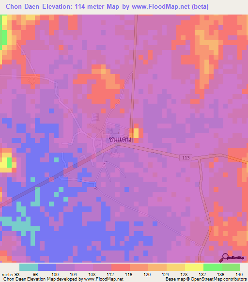 Chon Daen,Thailand Elevation Map