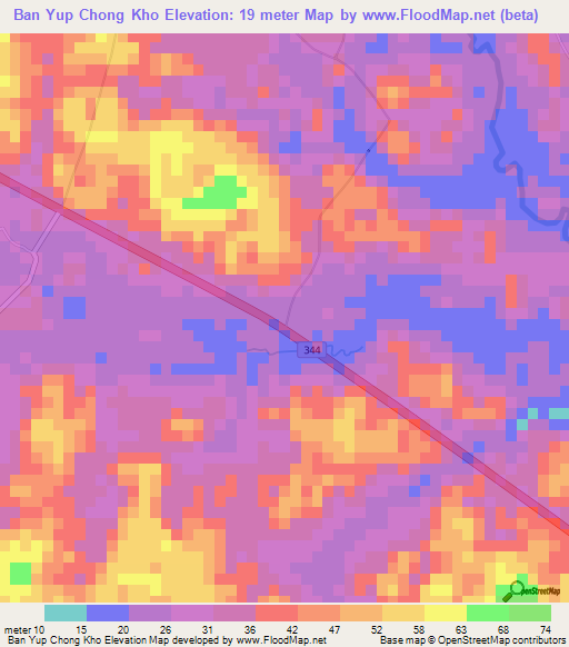 Ban Yup Chong Kho,Thailand Elevation Map