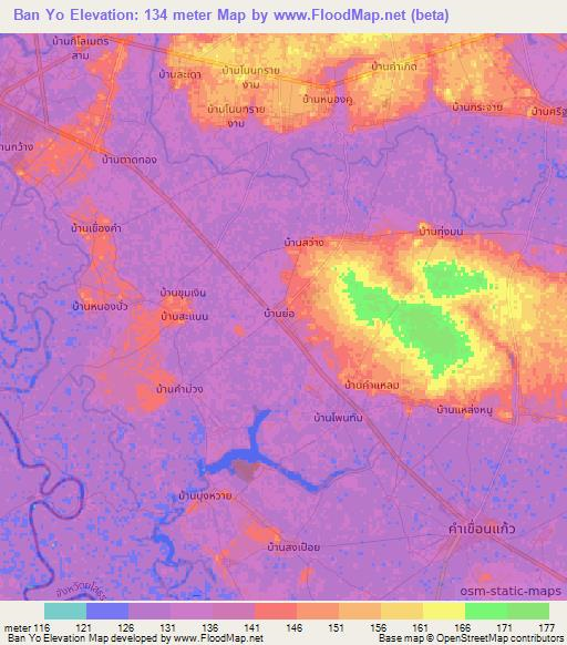 Ban Yo,Thailand Elevation Map