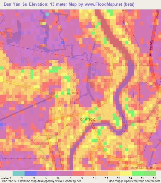 Ban Yan Su,Thailand Elevation Map